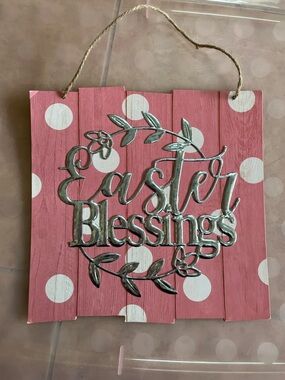 Pink Polka Dot 'Blessings' Wall Plaque